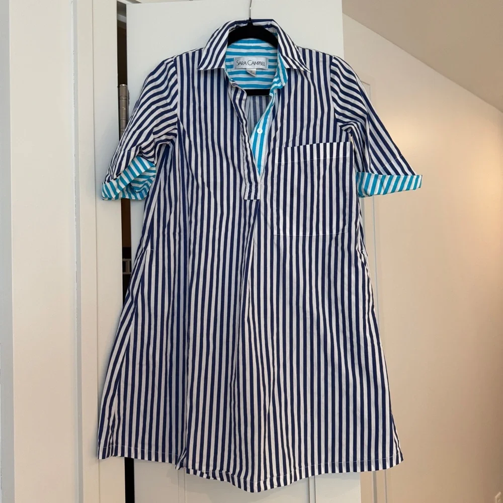 Sara Campbell Ingrid Shirtdress – Blue Stripes – Size XS – Nautical Chic – Excel - Picture 2 of 11